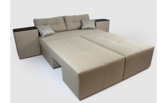 Диван ліжко, кутовий диван, прямий диван 3 в 1 Elegant / Елегант, 266x107 см, кавовий, колір та тканину можна обрати (FAB98765)