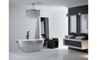 Окремостояча кам'яна ванна Besco Goya Glam 160x70, срібна з сифоном click / clack (WMD-160-GS)