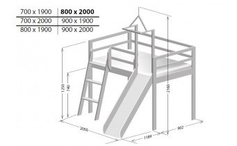 Дитяче ліжко гірка, замок Берест 70х200 см (BR50)