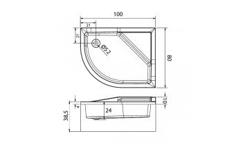 Душовий піддон NEW TRENDY MAXIMA з високим сидінням R 100x80x38,5 см (B-0368)