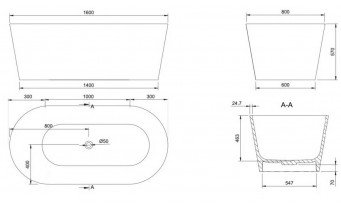 Вільностояча овальна ванна із штучного каменю Nic Design Bay 160x80x57 см, зелений Amazzonia глянець (014719077)
