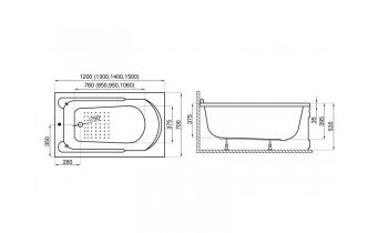Ванна Polimat Standard 120x70 + ніжки (00060)