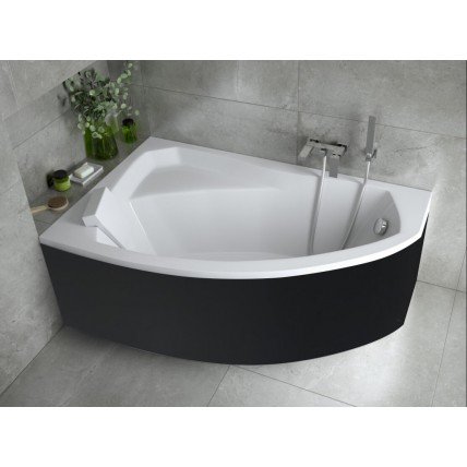 Ванна акрилова Besco Rima 160x100 L, асиметрична + чорна панель (WAR-160-NL-BL)