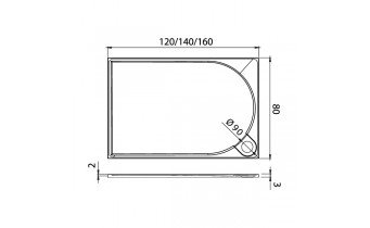 Душовий піддон NEW TRENDY FLUO 120x80x3 см (B-0354)