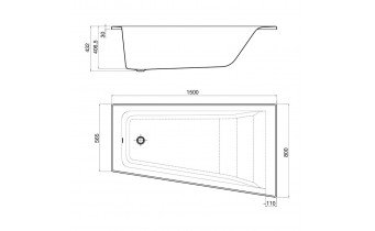Акрилова ванна Roca Easy 150x80 см R, асиметрична + ніжки (A248406000)