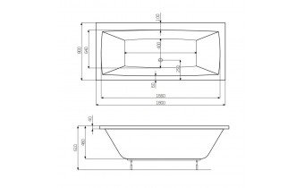 Акрилова ванна Roca Vita 180x80 см, пряма + ніжки (A24T074000)
