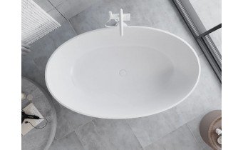Окремостояча камяна ванна Parma / Парма 160x95 см, Конгломерат (штучний камінь), біла матова (57231609500)