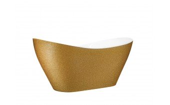 Окремостояча кам'яна ванна Besco Viya Glam 160x70, золота з сифоном click / clack (WMD-160-VZ)