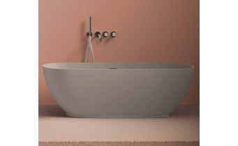 Окремостояча кам'яна ванна овальна LivingTec Hoop 170x70 см, Brown Matera, світло коричнева, штучний камінь