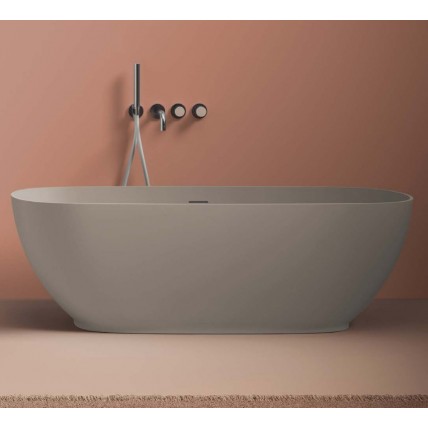 Окремостояча кам'яна ванна овальна LivingTec Hoop 170x70 см, Brown Matera, світло коричнева, штучний камінь