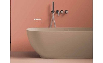 Окремостояча кам'яна ванна овальна LivingTec Hoop 170x70 см, Brown Matera, світло коричнева, штучний камінь