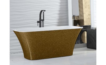 Окремостояча кам'яна ванна Besco Assos Glam 160x70, золота з сифоном click / clack (WMD-160-AZ) Окремостояча кам'яна ванна Besco Assos Glam 160x70, золота з сифоном click / clack (WMD-160-AZ)