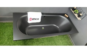 Ванна акрилова пряма Excellent Oceana Slim 160x75 см, Чорна матова / Black Matt, під забудову, пєдестал, бортик 18 мм