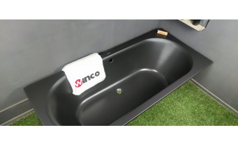 Ванна акрилова пряма Excellent Oceana Slim 160x75 см, Чорна матова / Black Matt, під забудову, пєдестал, бортик 18 мм
