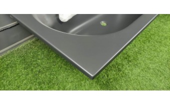 Ванна акрилова пряма Excellent Oceana Slim 160x75 см, Чорна матова / Black Matt, під забудову, пєдестал, бортик 18 мм
