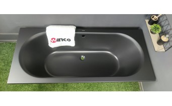 Ванна акрилова пряма Excellent Oceana Slim 160x75 см, Чорна матова / Black Matt, під забудову, пєдестал, бортик 18 мм
