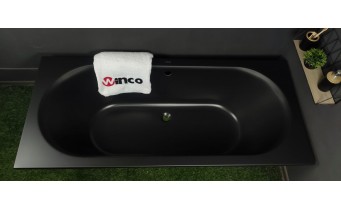 Ванна акрилова пряма Excellent Oceana Slim 160x75 см, Чорна матова / Black Matt, під забудову, пєдестал, бортик 18 мм