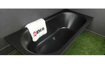 Ванна акрилова пряма Excellent Oceana Slim 160x75 см, Чорна матова / Black Matt, під забудову, пєдестал, бортик 18 мм