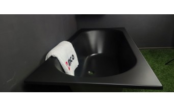 Ванна акрилова пряма Excellent Oceana Slim 160x75 см, Чорна матова / Black Matt, під забудову, пєдестал, бортик 18 мм