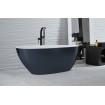Окремостояча кам'яна ванна Besco Goya Glam 142x62xs, графіт з сифоном click / clack (WMD-140-GG)