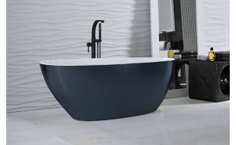 Окремостояча кам'яна ванна Besco Goya Glam 142x62xs, графіт з сифоном click / clack (WMD-140-GG) Окремостояча кам'яна ванна Besco Goya Glam 142x62xs, графіт з сифоном click / clack (WMD-140-GG)