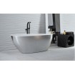 Окремостояча кам'яна ванна Besco Goya Glam 142x62xs, срібна з сифоном click / clack (WMD-140-GS)