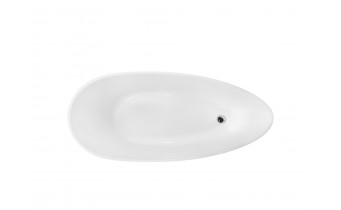 Окремостояча кам'яна ванна Besco Goya Glam 142x62xs, графіт з сифоном click / clack (WMD-140-GG)
