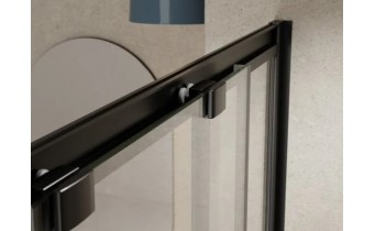 Душова кабіна квадратна з розсувними дверима Modern 90x90x190, прозоре скло, чорний профіль
