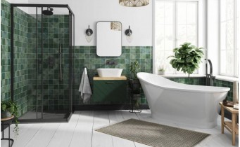 Душова кабіна квадратна з розсувними дверима Modern 90x90x190, прозоре скло, чорний профіль