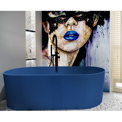 Окремостояча ванна з каменю Omnires Ovo M+ 160x75 см, Midnight Blue, темно синя, матова RAL5003 (OVOWWMB)