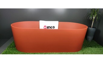 Окремостояча овальна ванна з каменю Omnires Ovo M+ 160x75 см, теракотова, овальна, матова, цегляно-червоний (OVOWWTE)