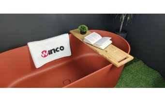 Окремостояча овальна ванна з каменю Omnires Ovo M+ 160x75 см, теракотова, овальна, матова, цегляно-червоний (OVOWWTE)