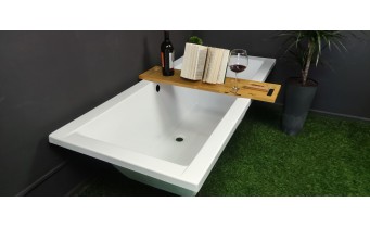 Ванна акрилова Besco Quadro 165x75 см, пряма + чорна панель, екран ванни (WAQ-165-PK-BL)