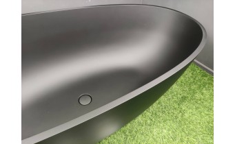 Окремостояча ванна Omnires Shell M+ 160x75 см, чорна матова, з каменю (SHELLWWBLV)