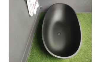 Окремостояча ванна Omnires Shell M+ 160x75 см, чорна матова, з каменю (SHELLWWBLV)
