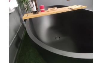Окремостояча ванна Omnires Shell M+ 160x75 см, чорна матова, з каменю (SHELLWWBLV)