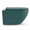 Підвісний унітаз круглий з кришкою вільного падіння soft-close Vulcano Emerald 49x37 см, безобідковий, зелений матовий