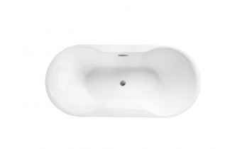 Окремостояча акрилова ванна Besco Navia 140x75 з сифоном click / clack, хром (WAS-140-N)