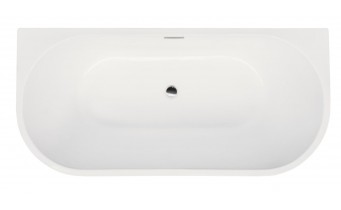Ванна акрилова під забудову, пристінна Besco Vica Slim + / Віка Слім + 170x80 см, Біла, Cифон click-clack Chrome Хром в комплекті (WAVS-170-S+)