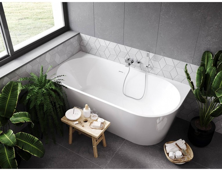 Окремостояча акрилова ванна Besco Zoya 170x80 L з сифоном click / clack, чорний (WAS-170-ZLC)