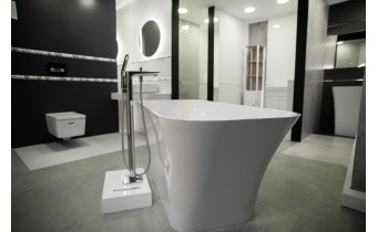 Ванна окремостояча Besco Assos 160x70, біла, Мінеральне лиття, камяна, Mineral DuraBe (WMD-160-A)