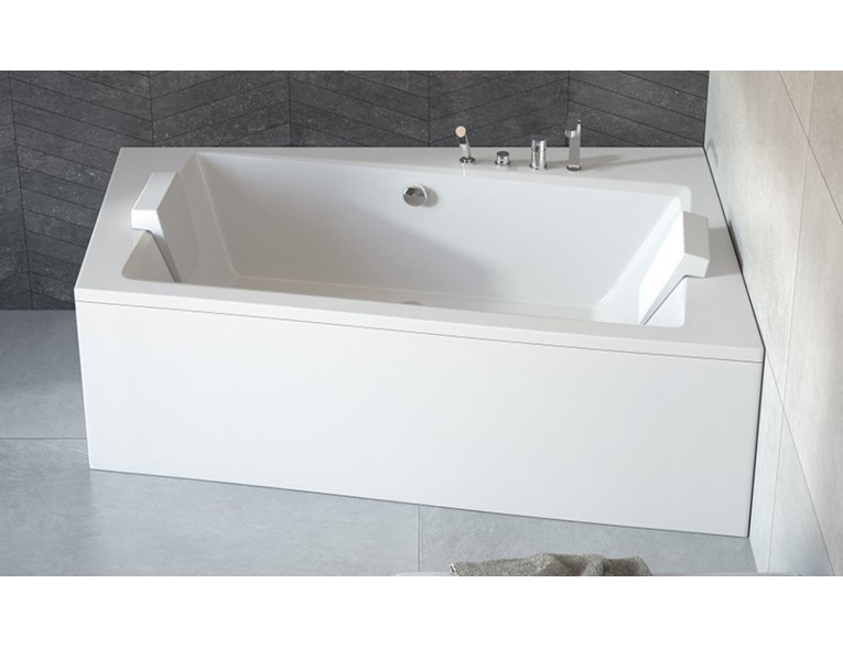 Ванна акрилова Besco Infinity 170x110 см R, Правостороння, асиметрична, із зручним місцем для ніг, засобів гігієни, функціональною полицею, з функцією врізки змішувача на борт (WAI-170-NP)