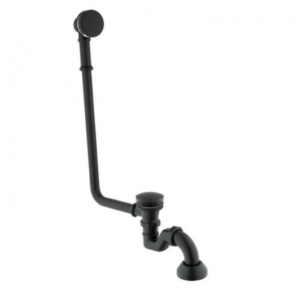 Ретро сифон для ванни Besco Retro Otylia Black klik-klak з переливом, чорний матовий (SW-PRZ-CZR)