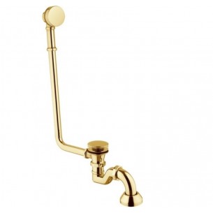 Сифон для ванни ретро Besco Retro Otylia Gold klik-klak з переливом, золотий колір (SW-PRZ-ZLO)