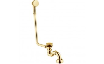 Сифон для ванни ретро Besco Retro Amelia Gold klik-klak з переливом, золотий колір (SW-PRZ-ZLOA)