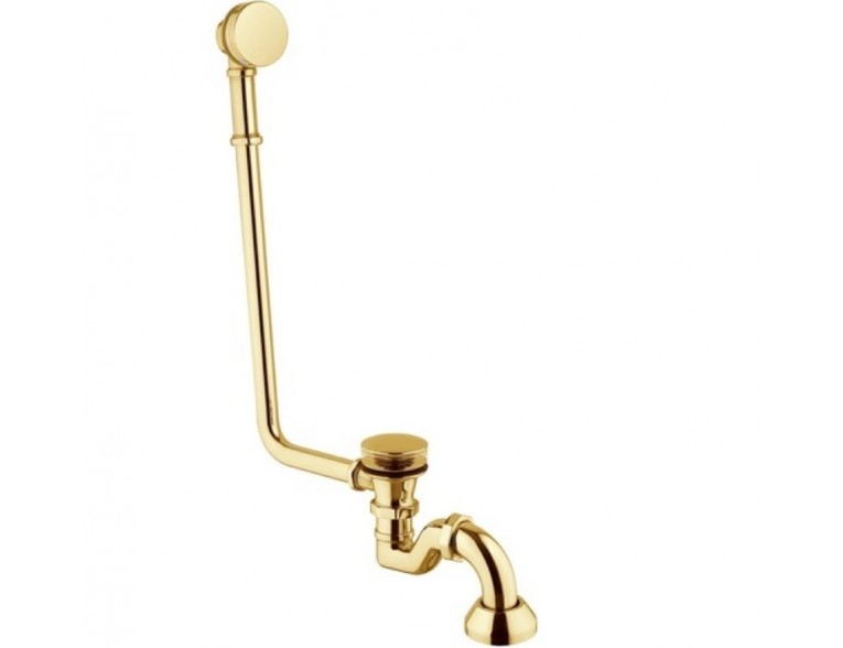 Сифон для ванни ретро Besco Retro Amelia Gold klik-klak з переливом, золотий колір (SW-PRZ-ZLOA)