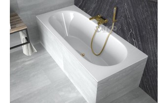 Акрилова ванна Besco Vitae Slim + 150x75, пряма + сифон золотий (WAV-150-SZ+)
