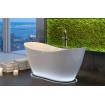 Ванна окремостояча з штучного каменю Besco Viya 160x70, біла глянцева + сифон klik-kak, Мінеральне лиття Mineral DuraBe (WMD-160-V)