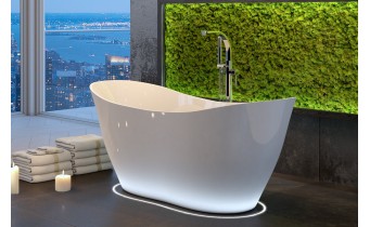 Ванна окремостояча з штучного каменю Besco Viya 160x70, біла глянцева + сифон klik-kak, Мінеральне лиття Mineral DuraBe (WMD-160-V) Ванна окремостояча з штучного каменю Besco Viya 160x70, біла глянцева + сифон klik-kak, Мінеральне лиття Mineral DuraBe (WMD-160-V)
