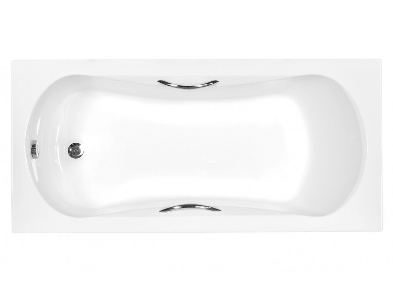 Ванна акрилова з ручками Besco Aria Plus 160x70, пряма + 2 ручки Standard, хром (WAA-160-PU)